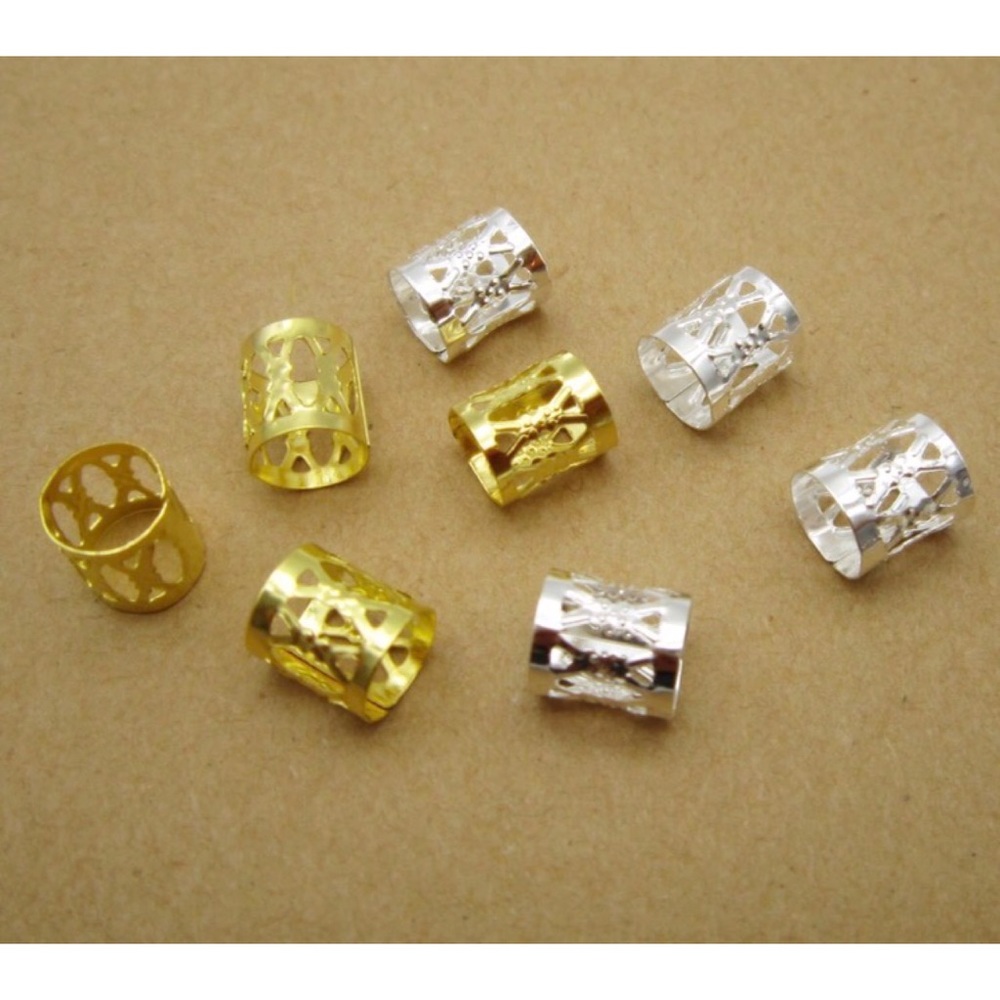 Hair Cuffs/Beads - Silver And/Or Gold- 10 PC - Picture 2 of 6